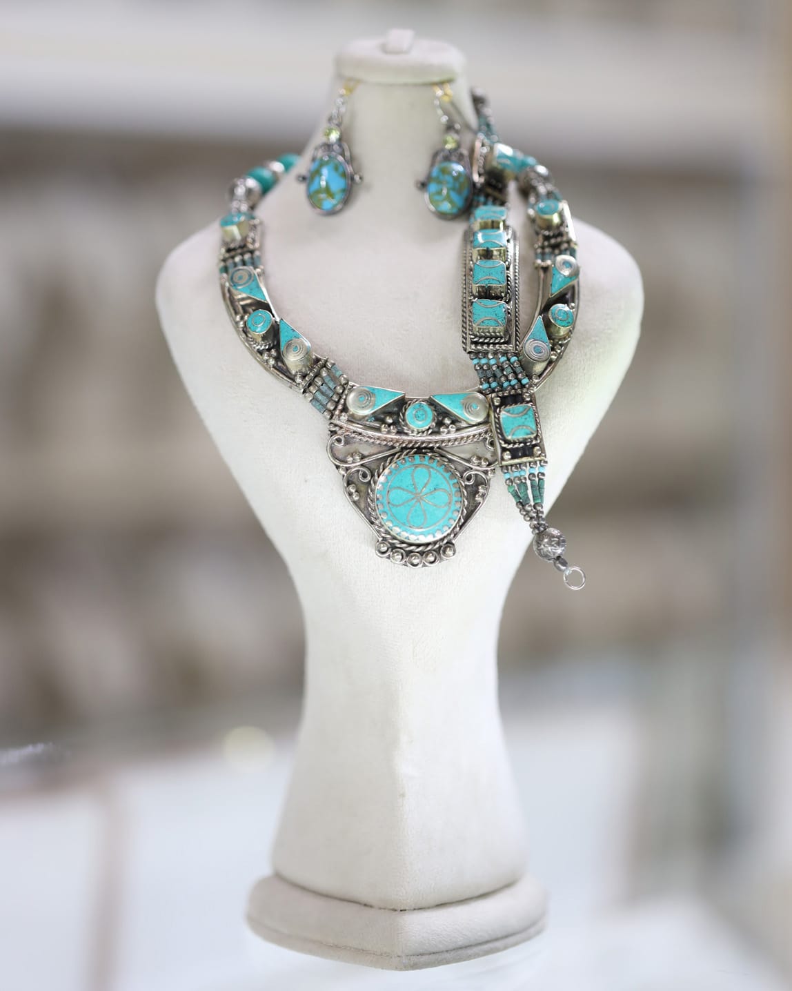 Afghan Turquoise Crystal Elegance Jewelry Set 1