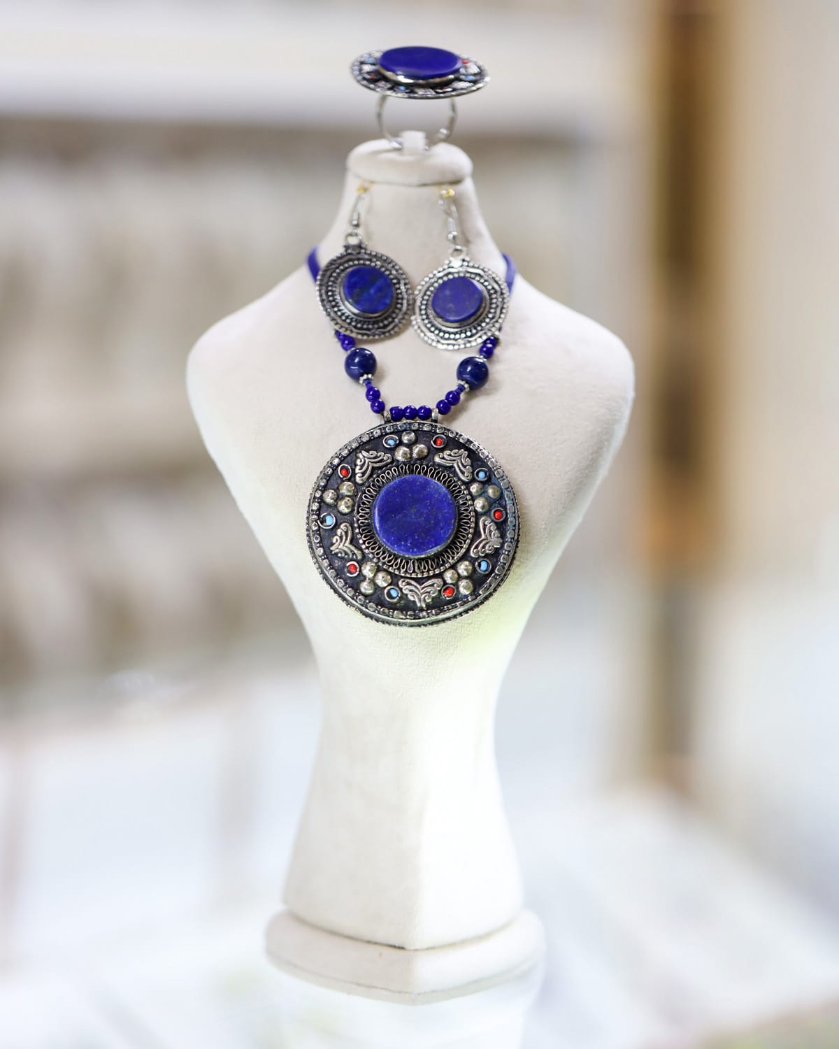 Afghan Lapis Lazuli Crystal Jewelry Set 2