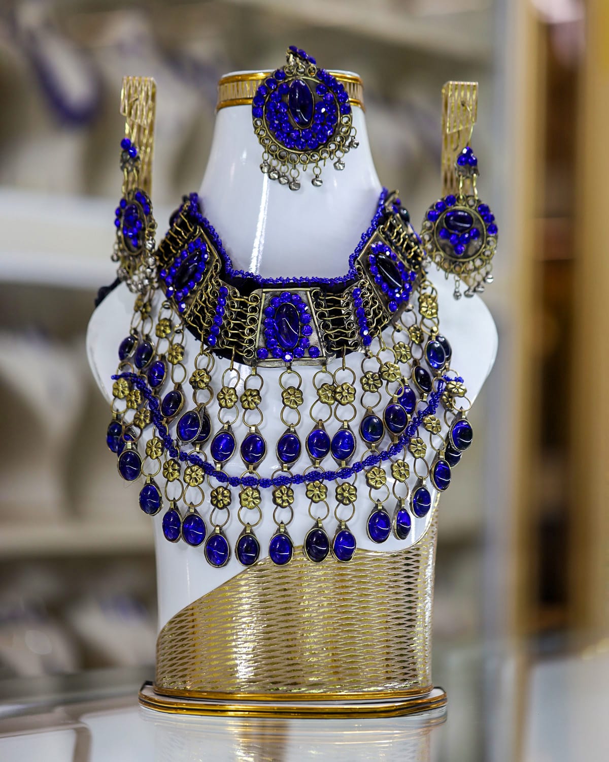 Afghan Royal Blue Jewelry set Royal Blue Crystal Stones 1