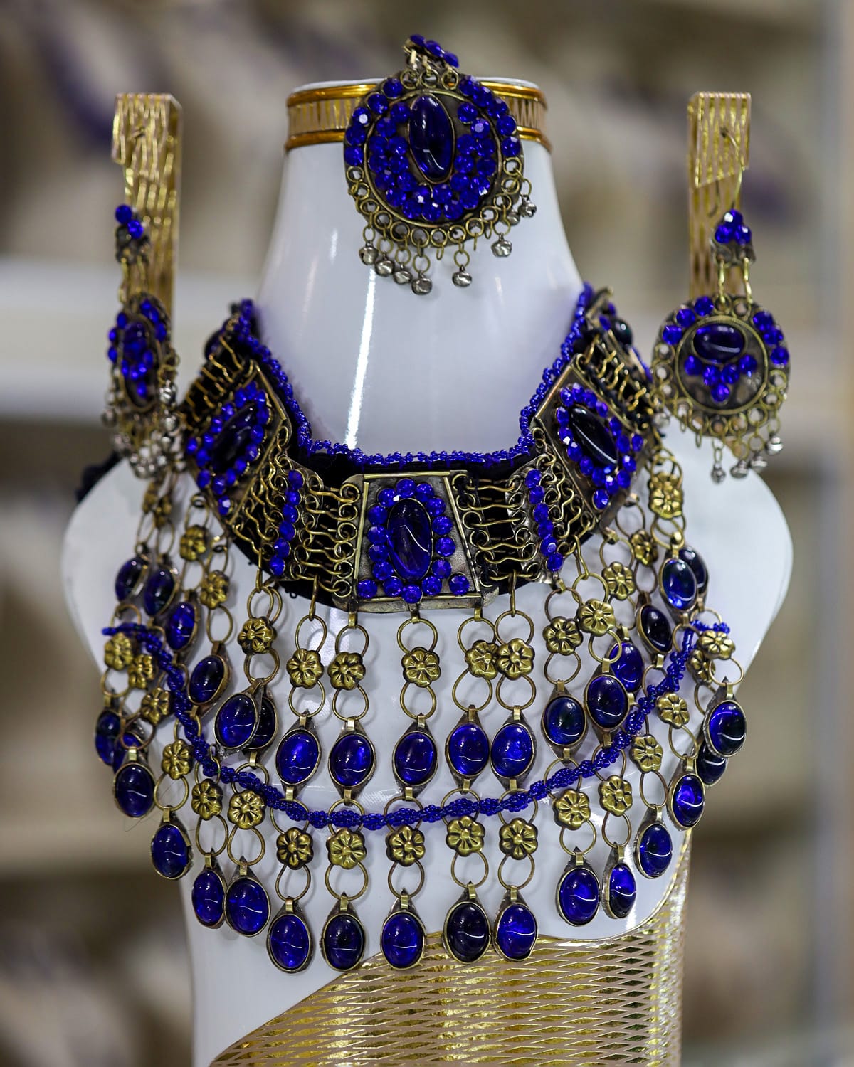 Afghan Royal Blue Jewelry set Royal Blue Crystal Stones 2