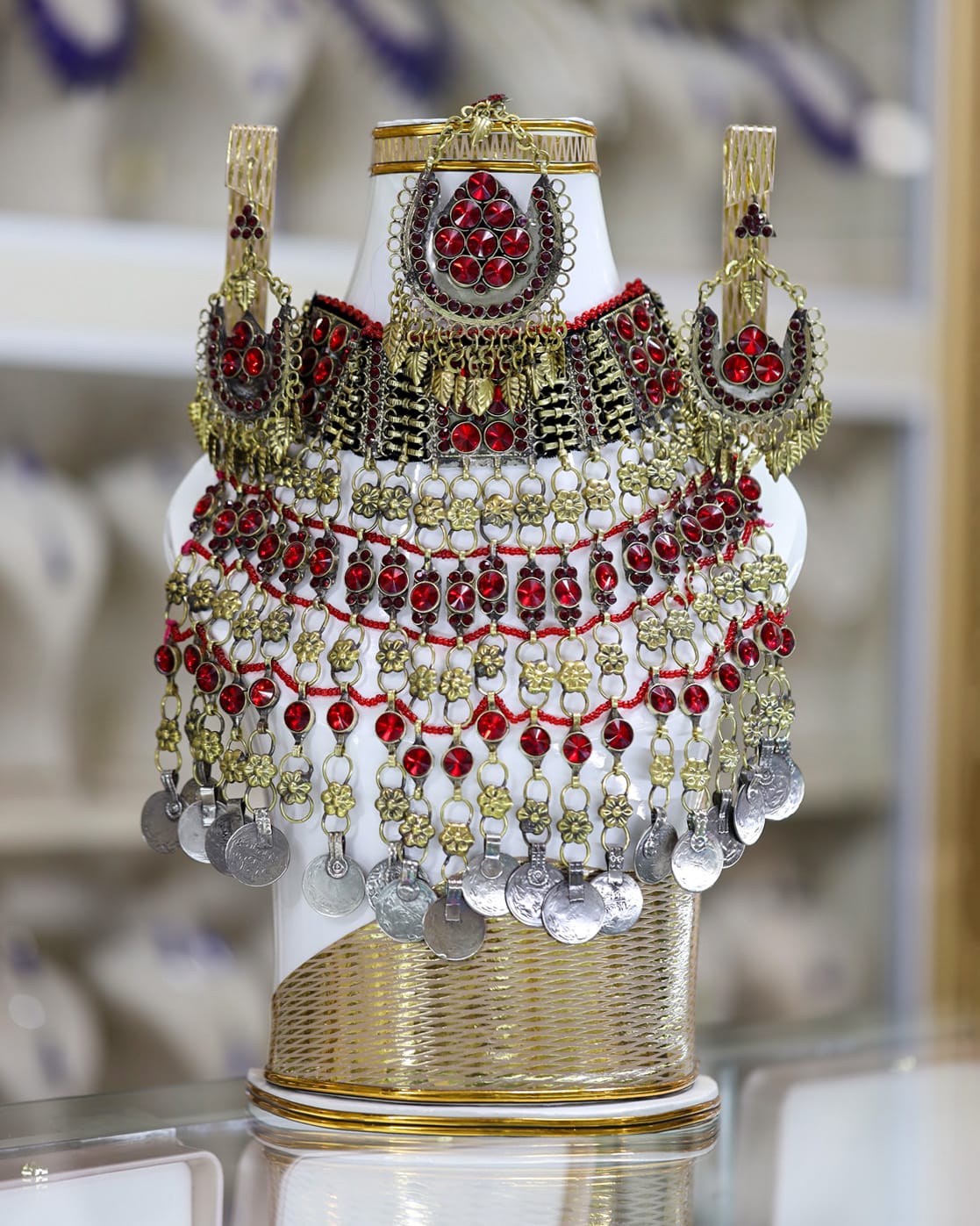 Afghan Kuchi Red Crystal Jewelry Set 1