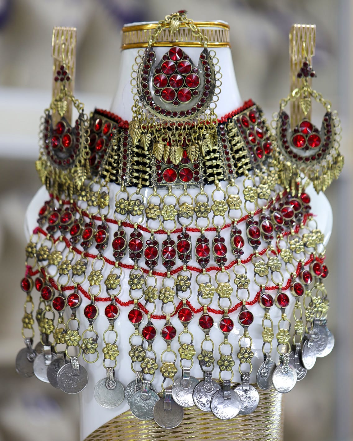 Afghan Kuchi Red Crystal Jewelry Set 2