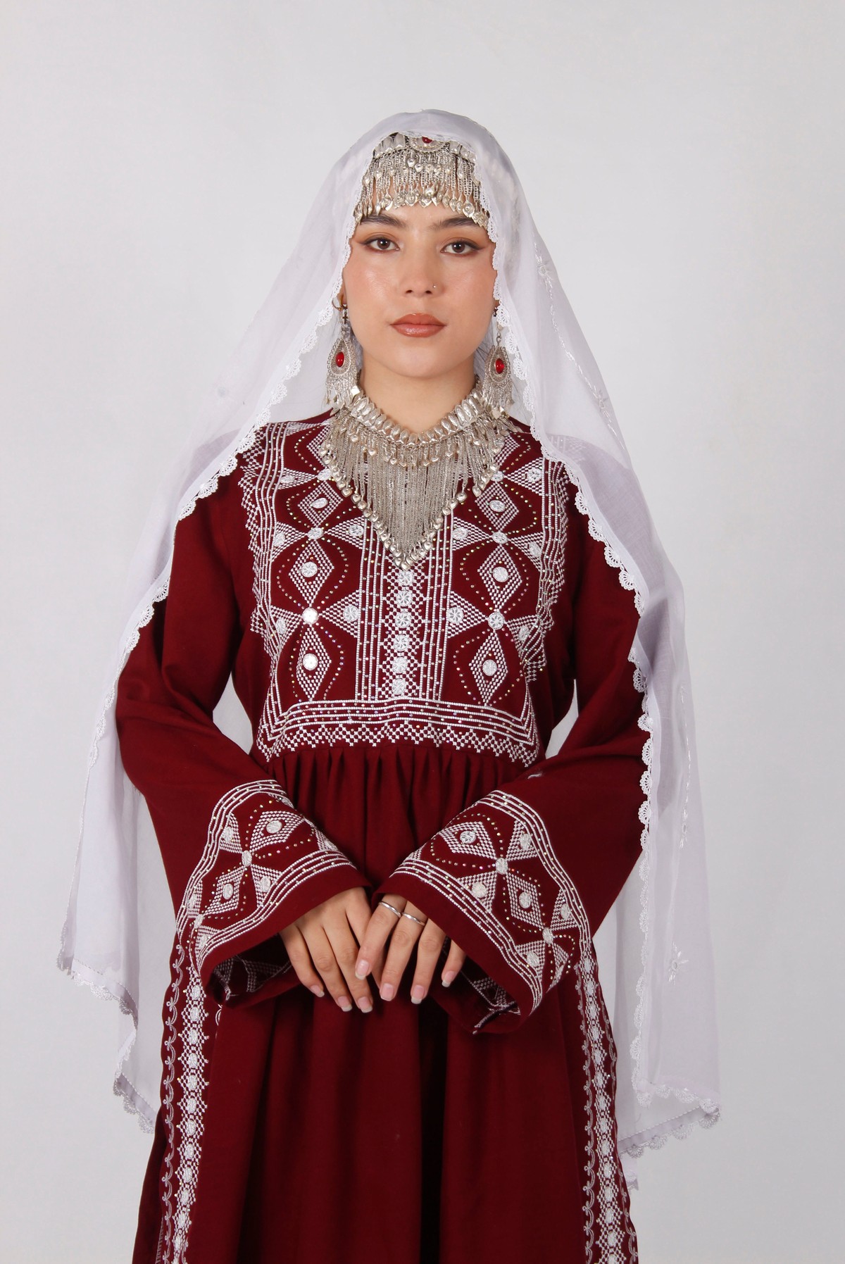 New Hazaragi Cotton Embroidered Outfit Set with Mirror Work & Handmade Shawl 1