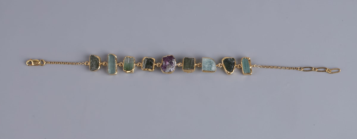 Natural Afghan Gemstone Silver Bracelet 1