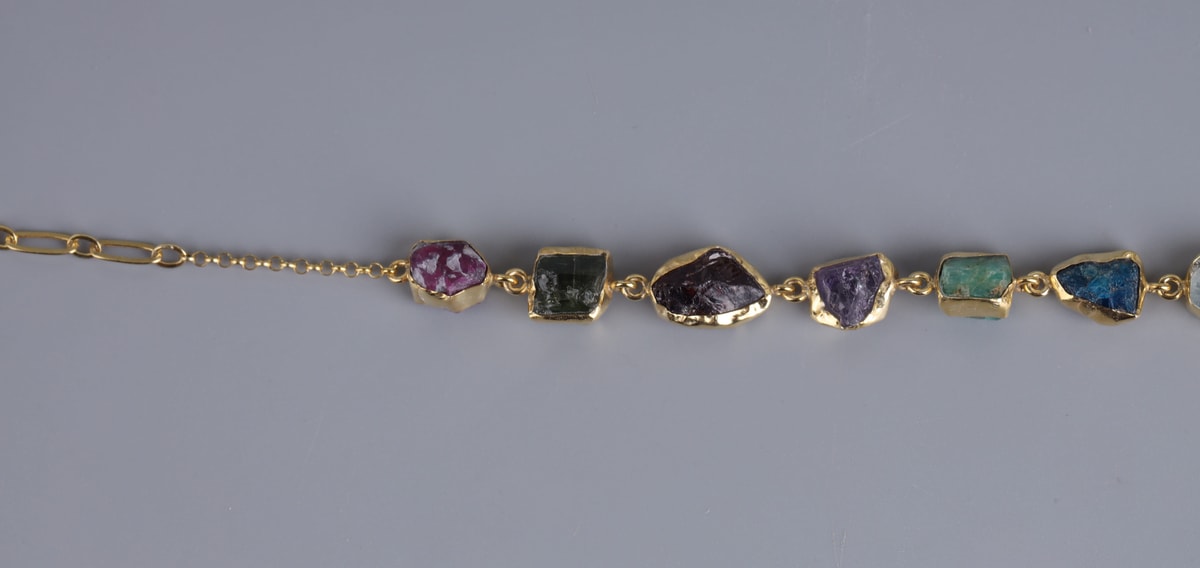 Natural Afghan Gemstone Silver Bracelet 2
