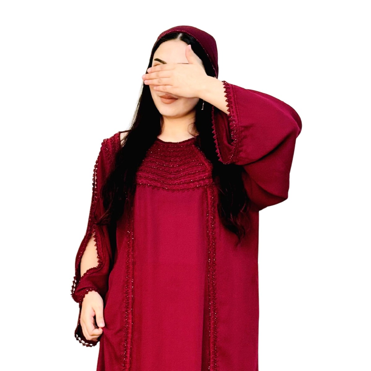 Handcrafted Arabic Gaj Fabric Dress with Ketor Embroidery & Beadwork 2