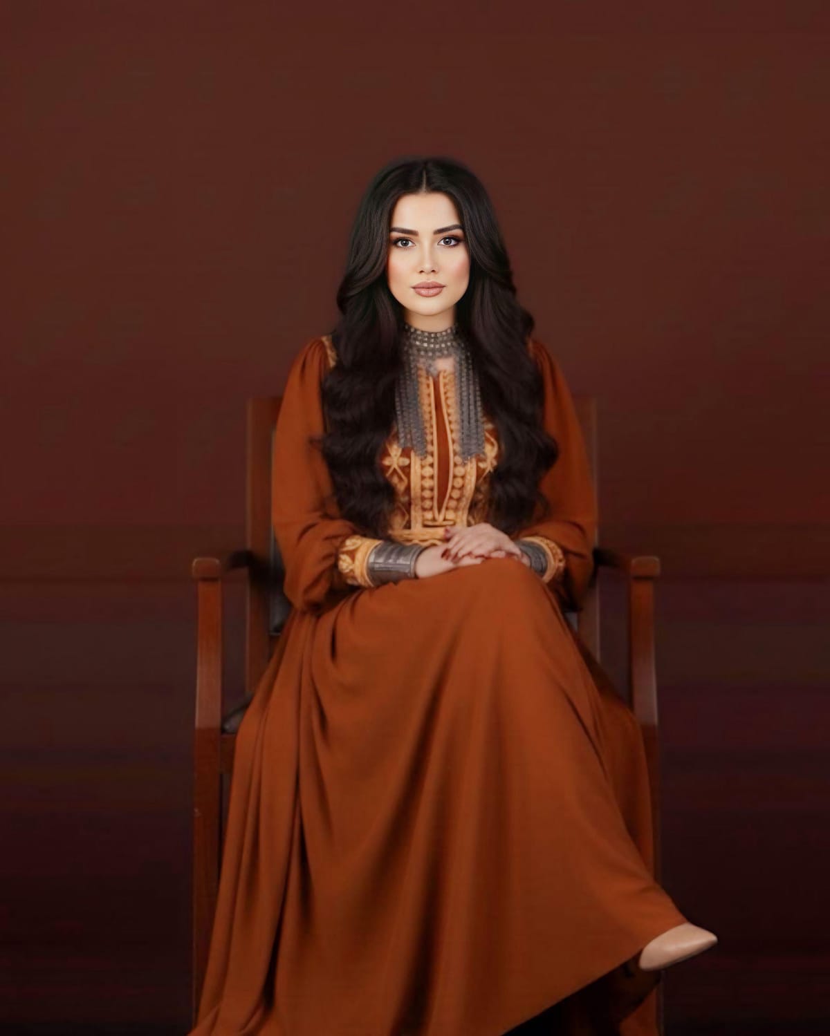 Rust Charmad Afghan Traditional Dress 1