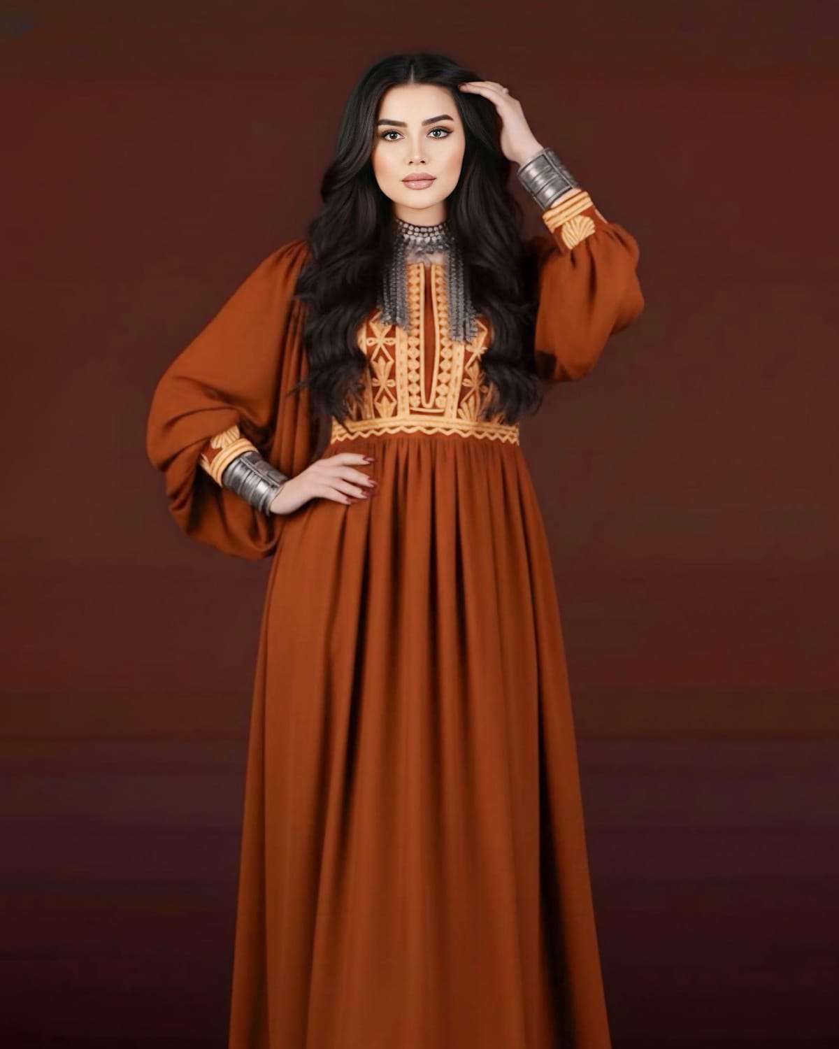 Rust Charmad Afghan Traditional Dress 4