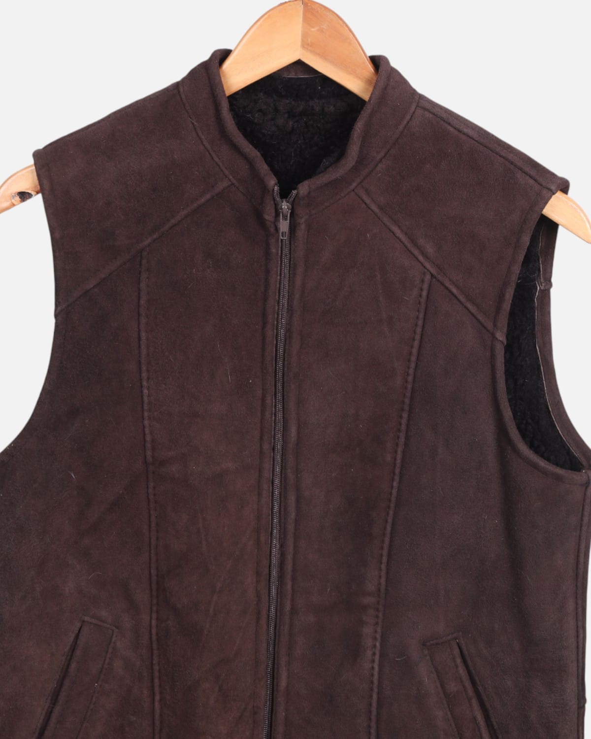 Handmade Men’s Sheepskin Waistcoat Brown 1