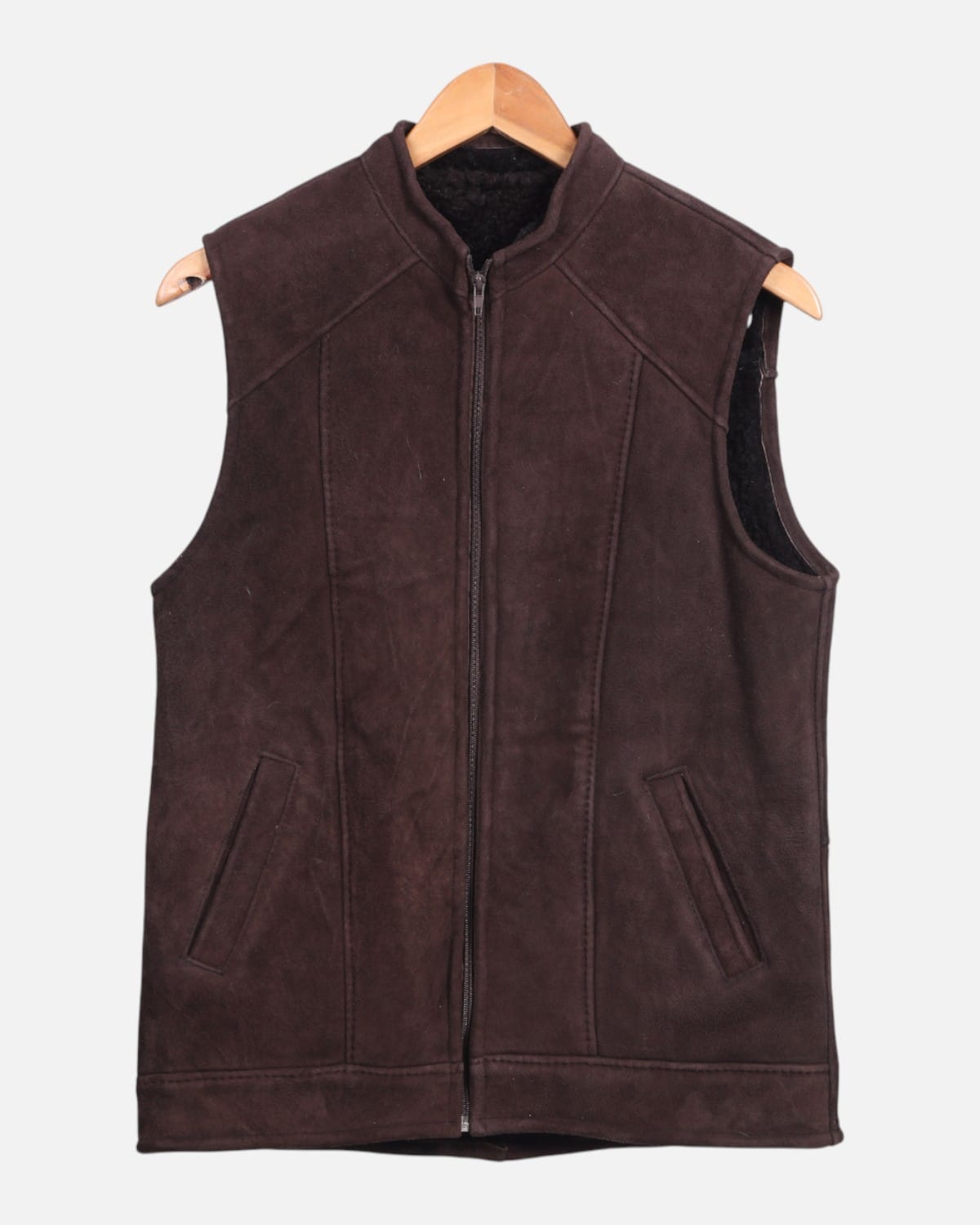 Handmade Men’s Sheepskin Waistcoat Brown 2