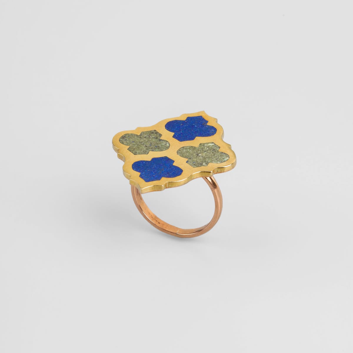 Lapis Lazuli & Turquoise Brass Ring 5