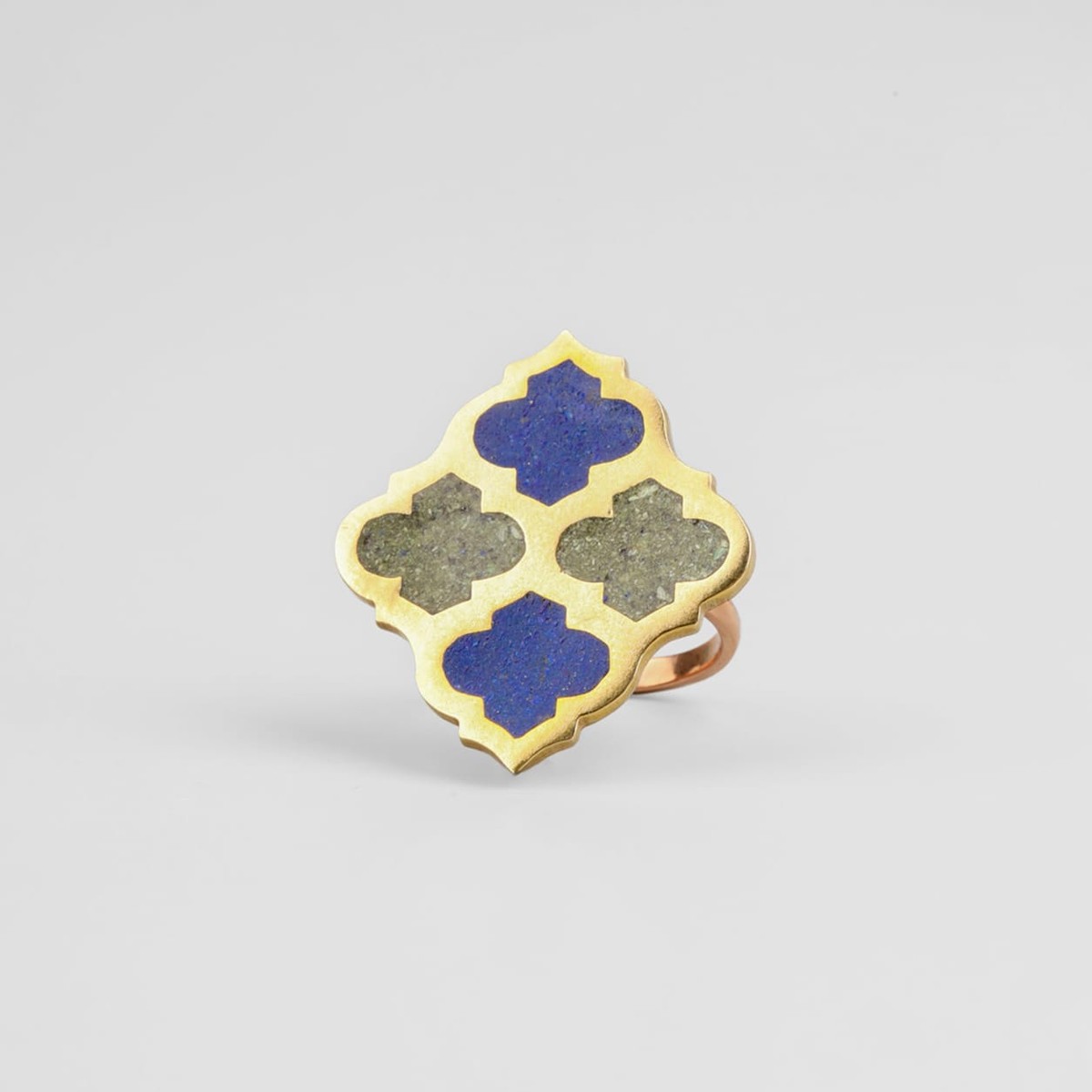 Lapis Lazuli & Turquoise Brass Ring 2