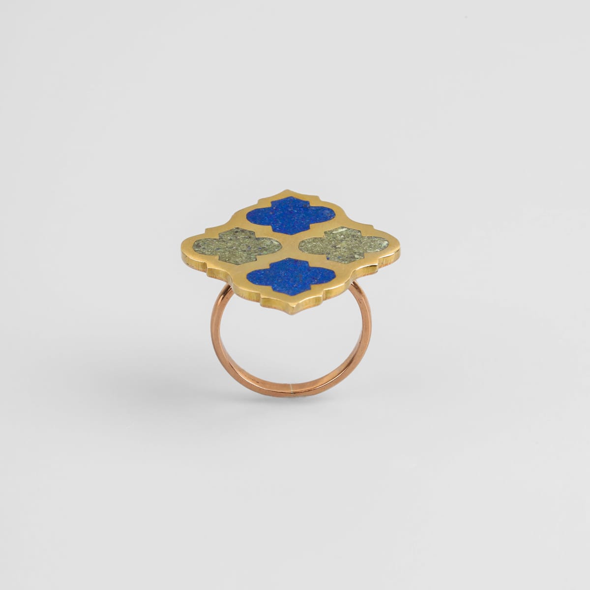 Lapis Lazuli & Turquoise Brass Ring 3