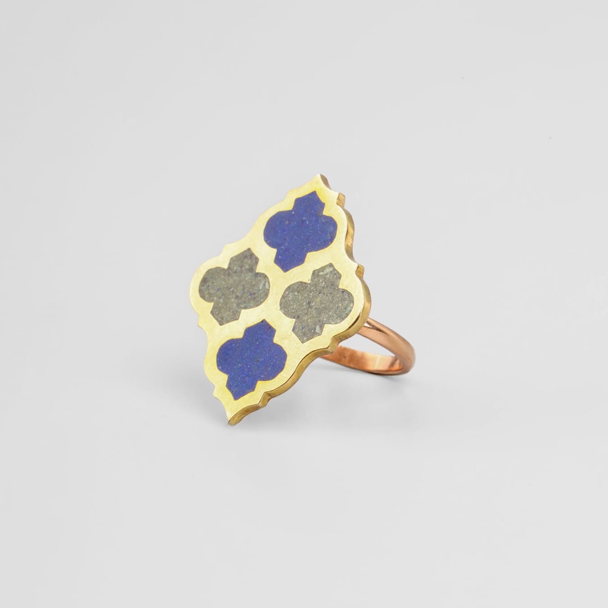 Lapis Lazuli & Turquoise Brass Ring 1