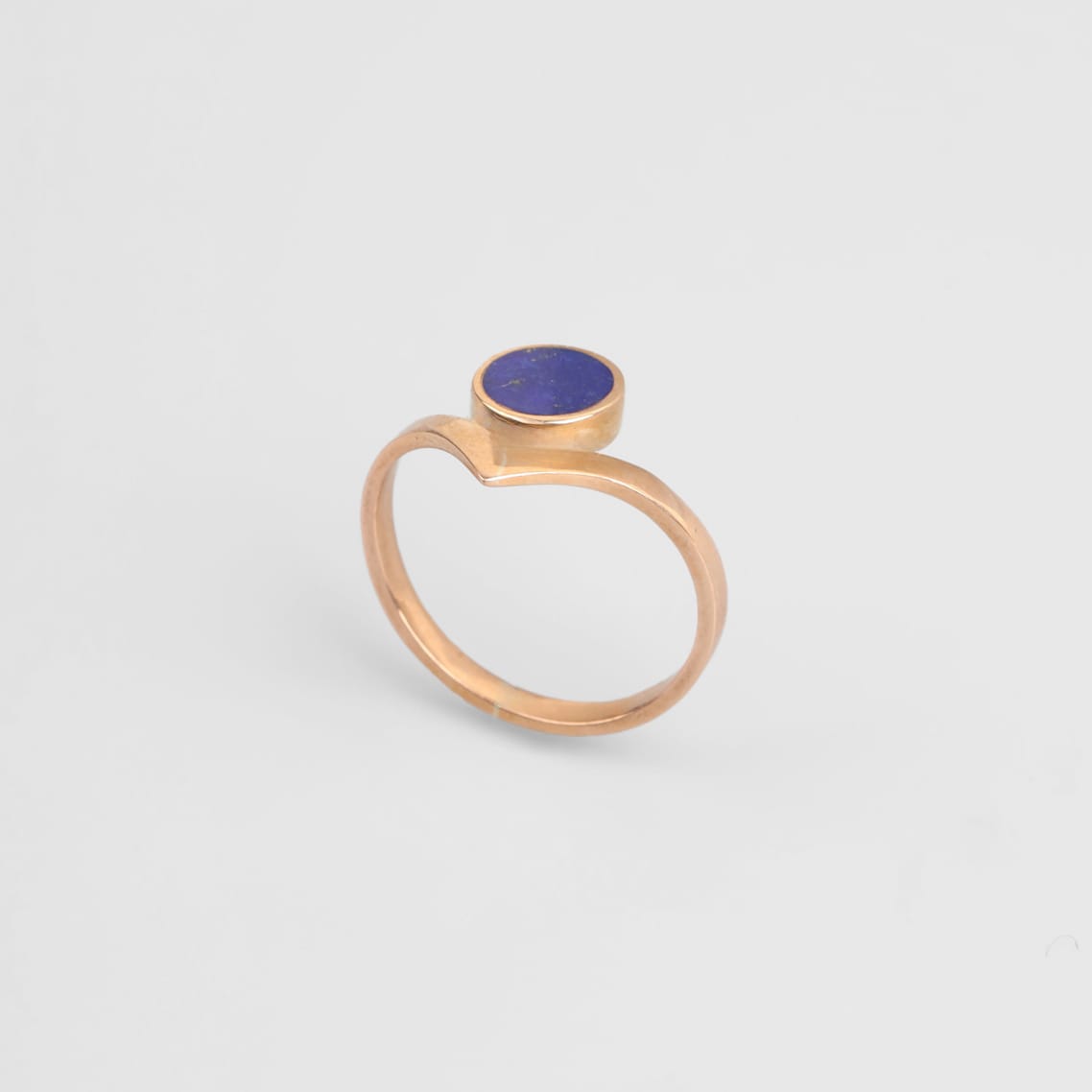 Afghan Lapis Gold Tone Brass Ring 2