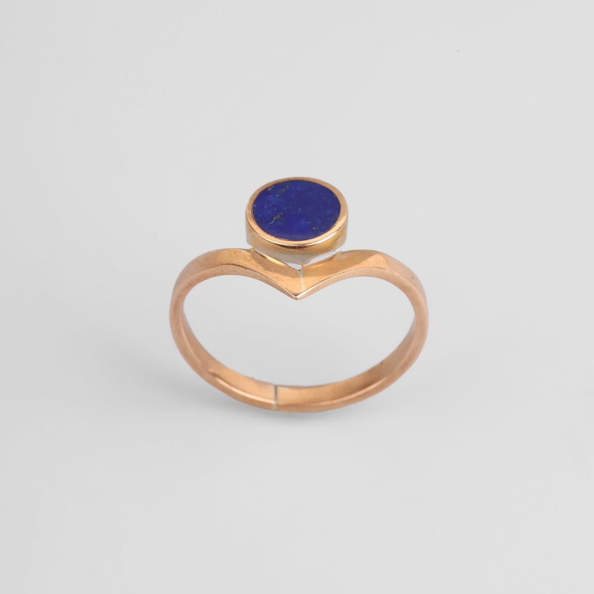 Afghan Lapis Gold Tone Brass Ring 4