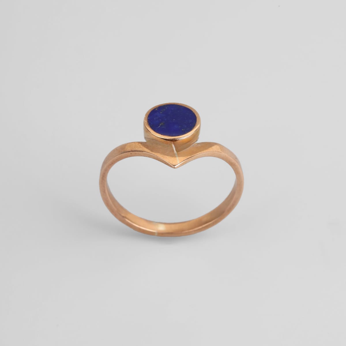 Afghan Lapis Gold Tone Brass Ring 5