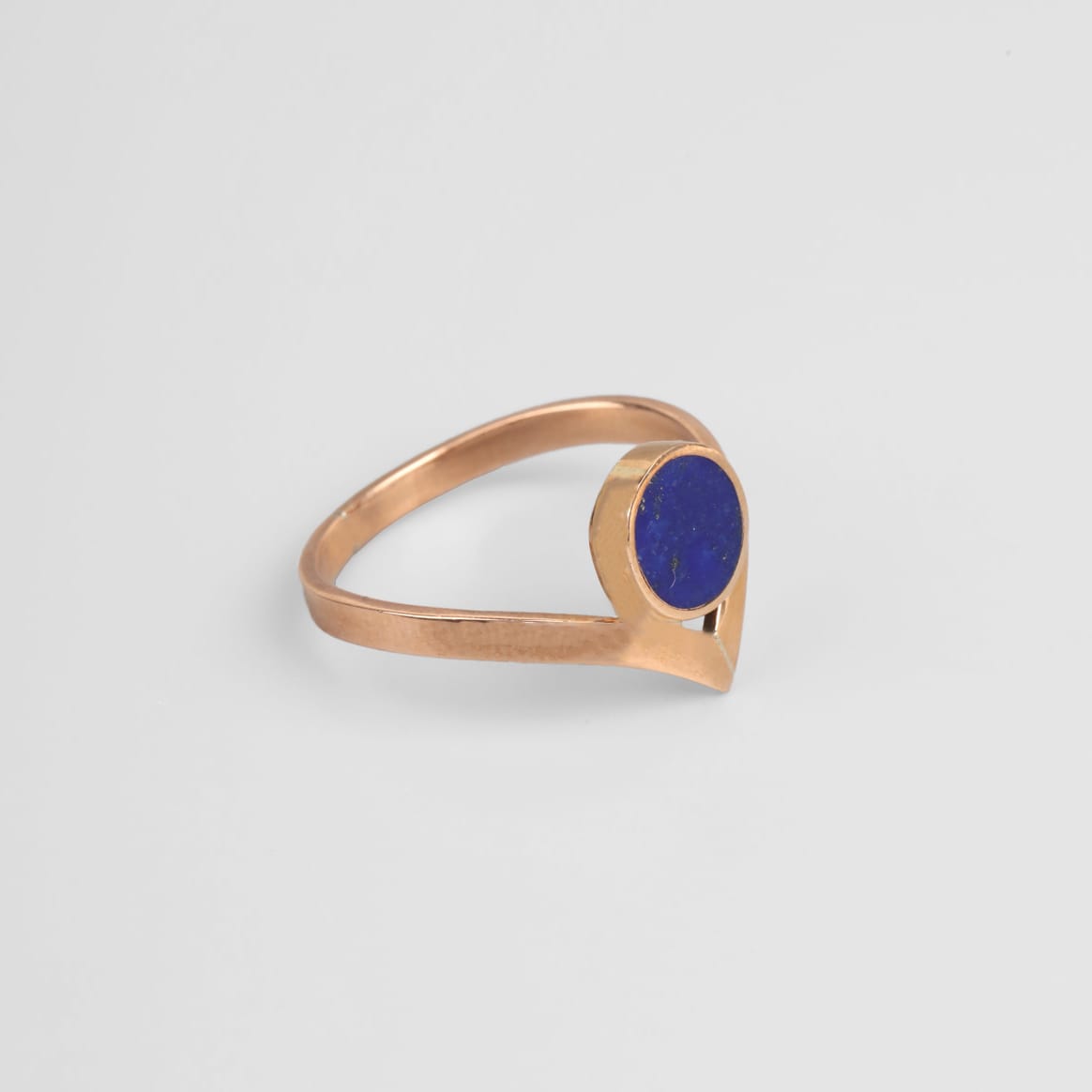 Afghan Lapis Gold Tone Brass Ring 1