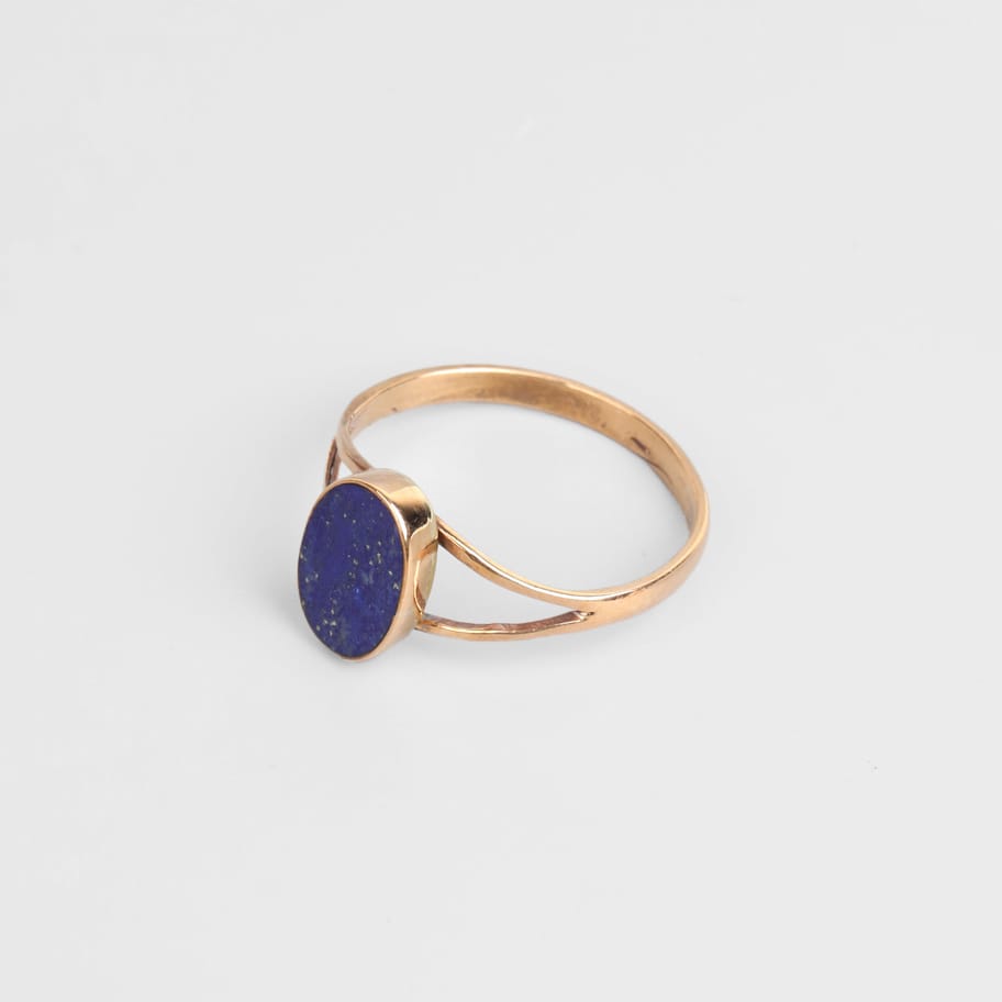 Minimalist Lapis Lazuli Brass Ring 1
