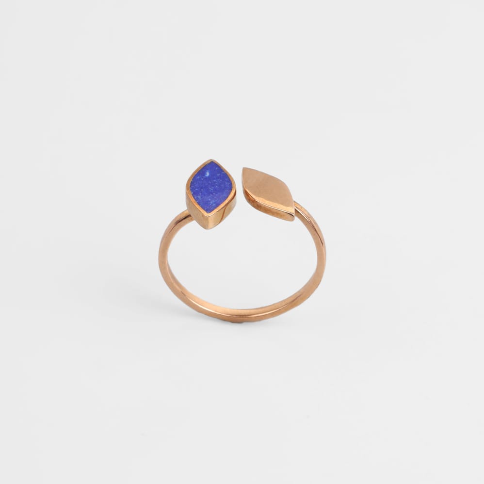 Lapis Lazuli & Brass Minimalist Ring 1