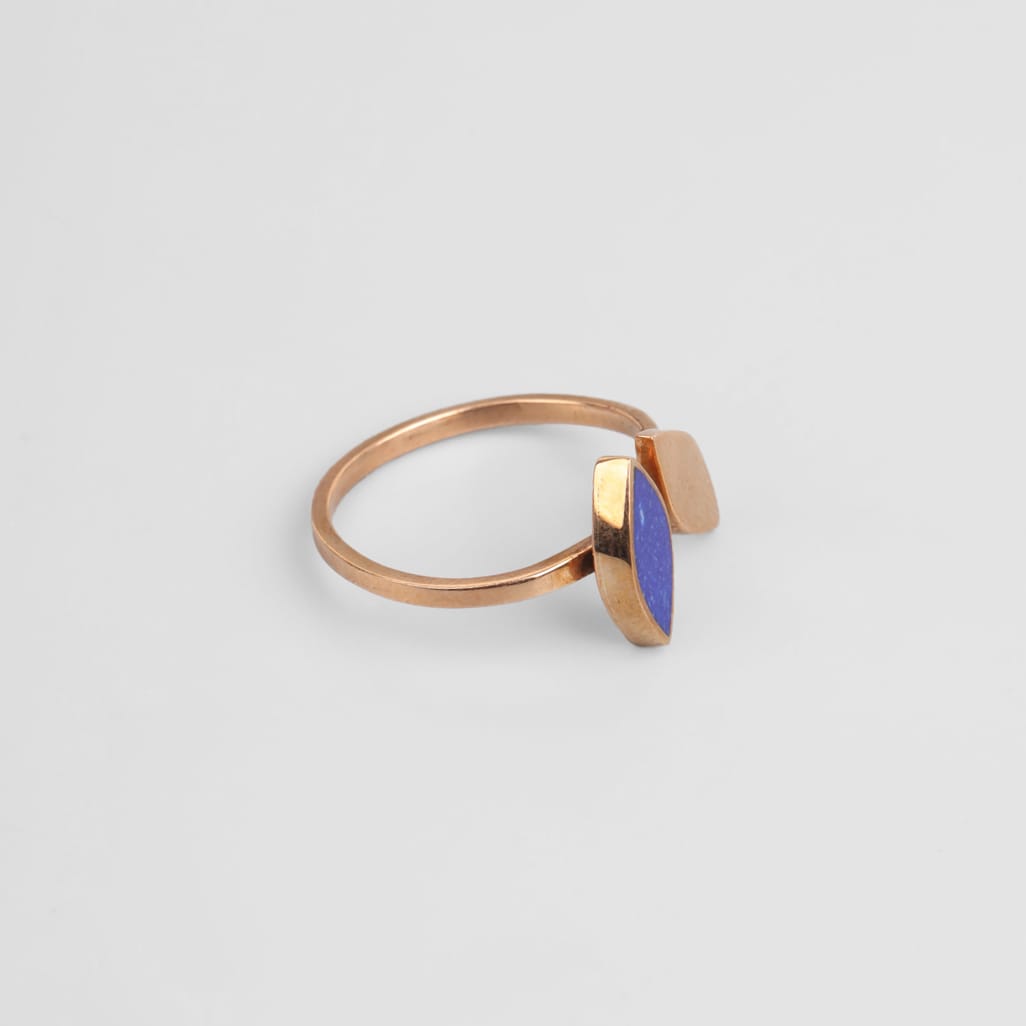 Lapis Lazuli & Brass Minimalist Ring 3