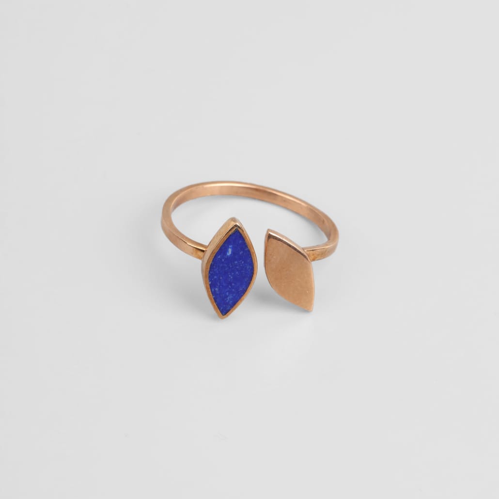 Lapis Lazuli & Brass Minimalist Ring 2
