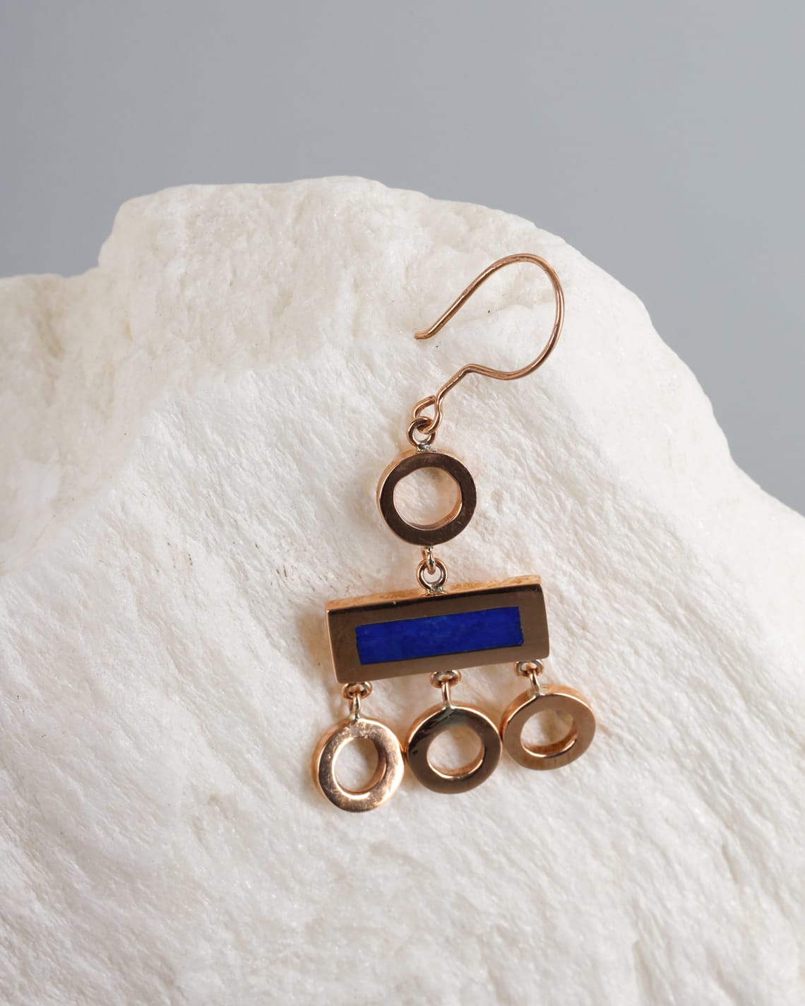 Gold Washed Brass Earrings with Lapis Lazuli 1