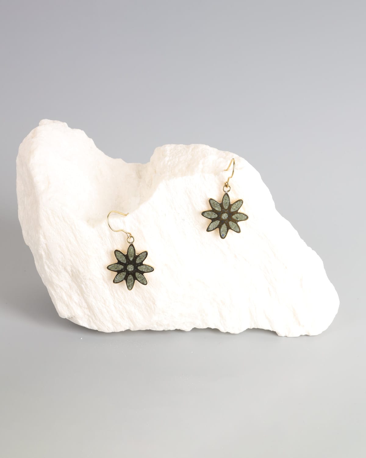 Turquoise Earrings in Gold Washed Brass 1