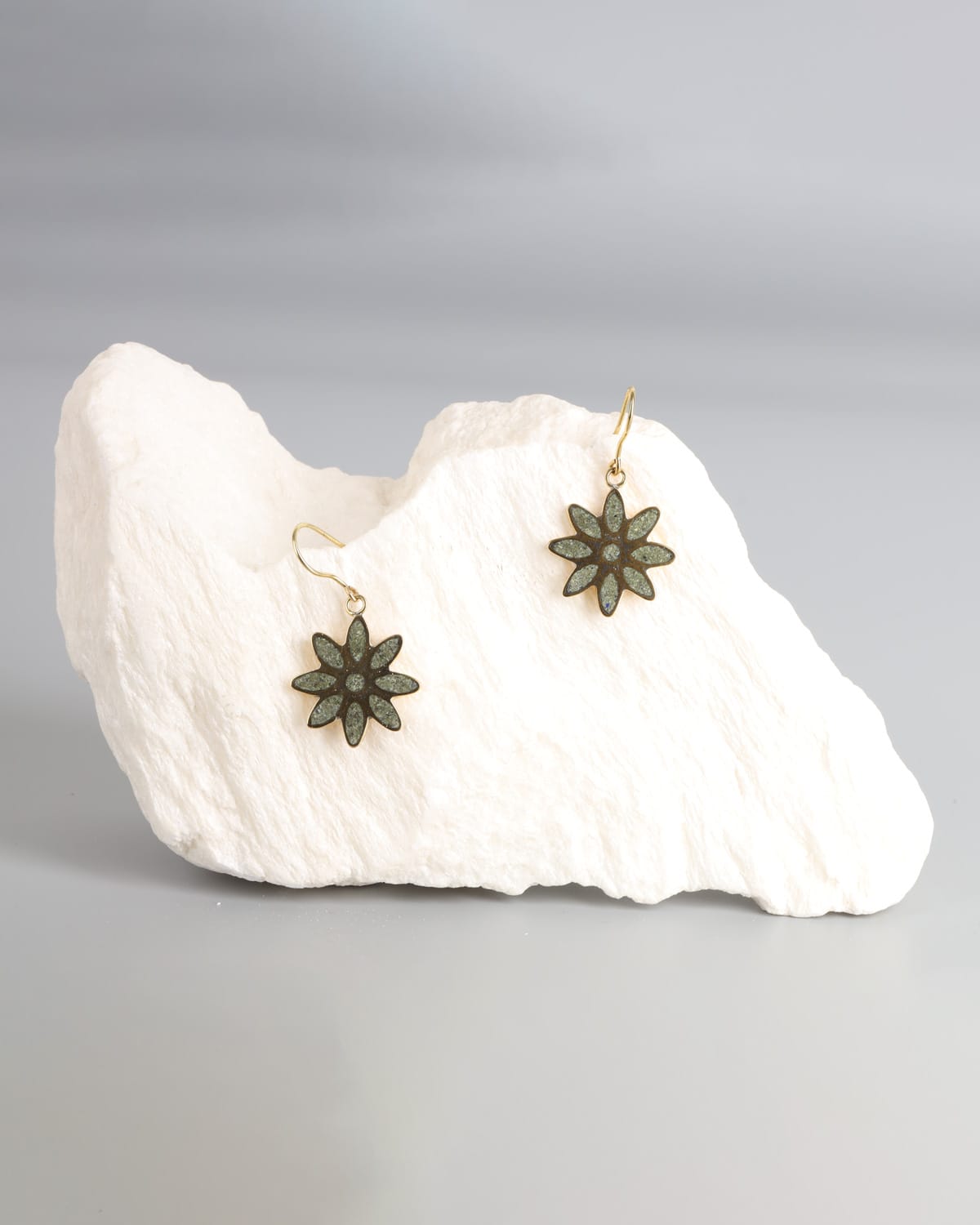 Turquoise Earrings in Gold Washed Brass 3