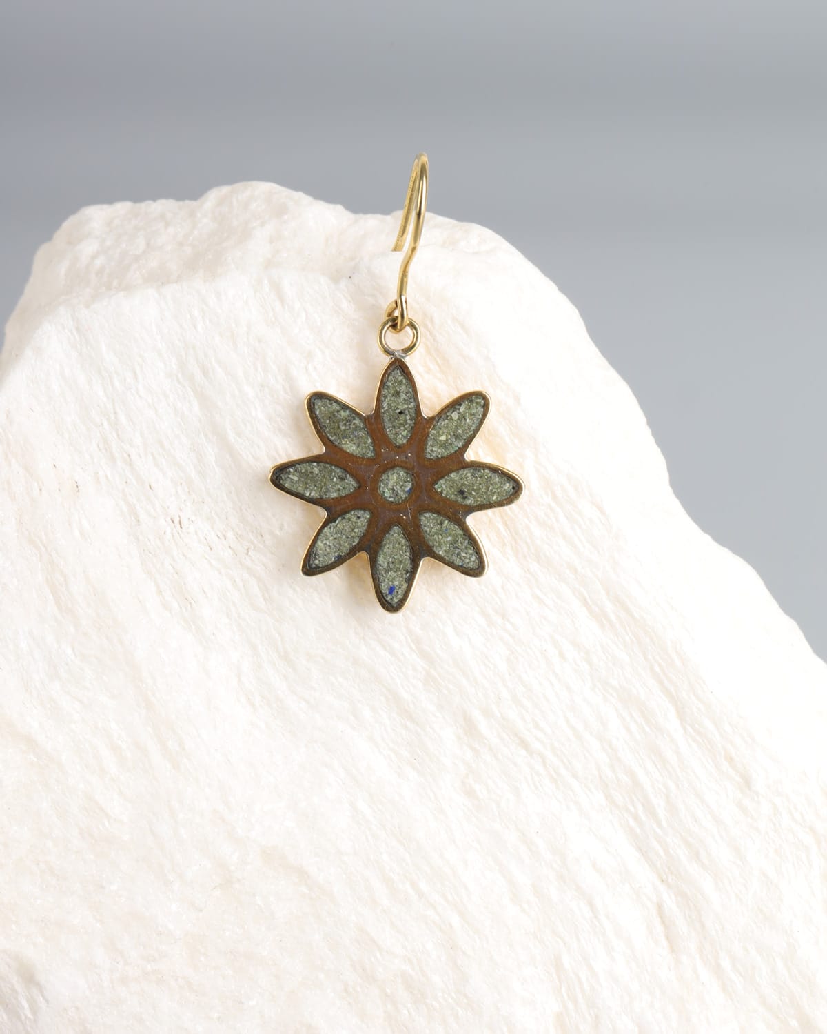 Turquoise Earrings in Gold Washed Brass 2