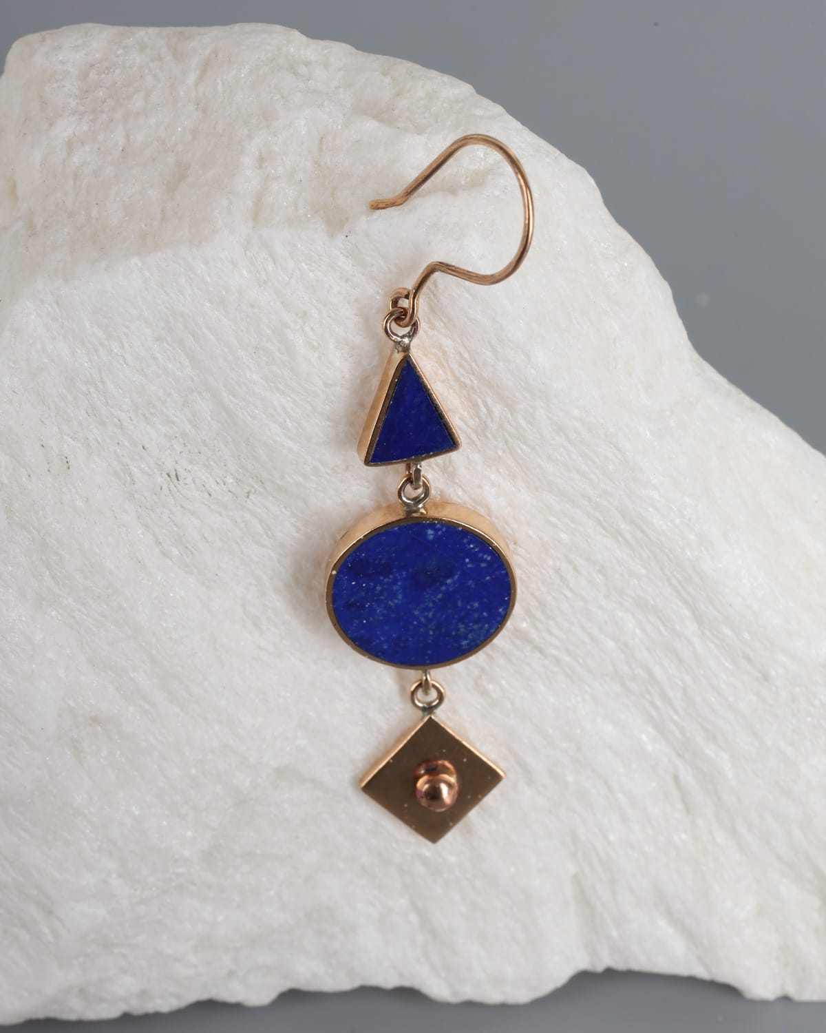 Lapis Lazuli and Brass Geometric Earrings 2