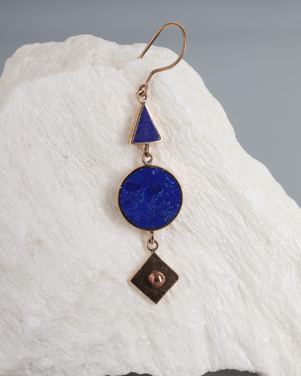 Lapis Lazuli and Brass Geometric Earrings 3