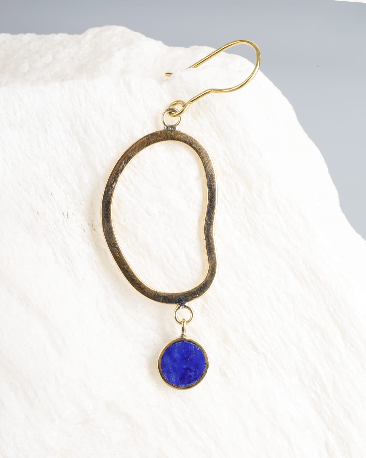 Lapis Lazuli & Brass Leaf Earrings 3