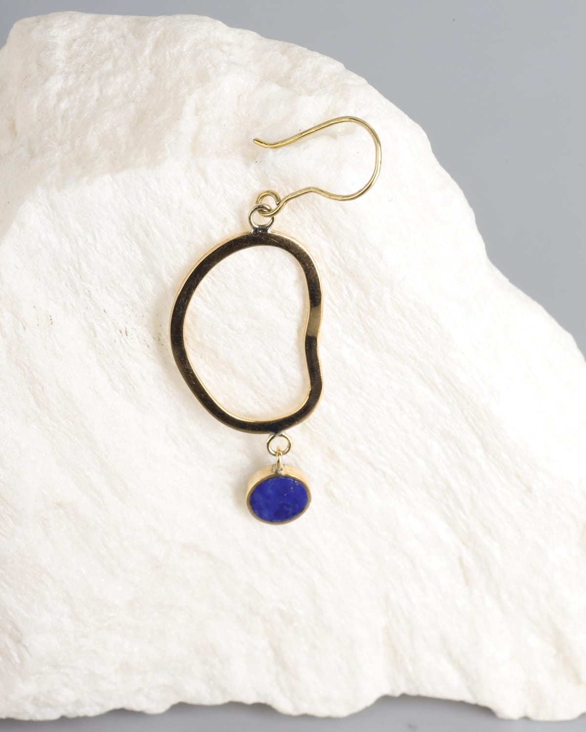 Lapis Lazuli & Brass Leaf Earrings 1