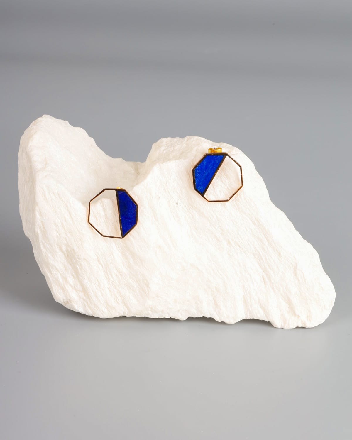 Lapis Lazuli Geometric Stud Earrings 2
