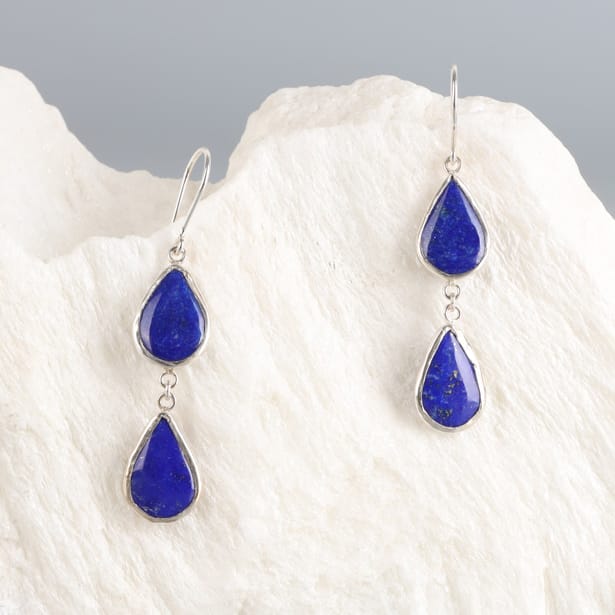 Handmade Lapis Lazuli Silver Earrings 1