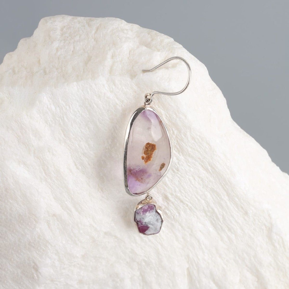 Amethyst & Jagdalak Ruby Silver Earrings 3