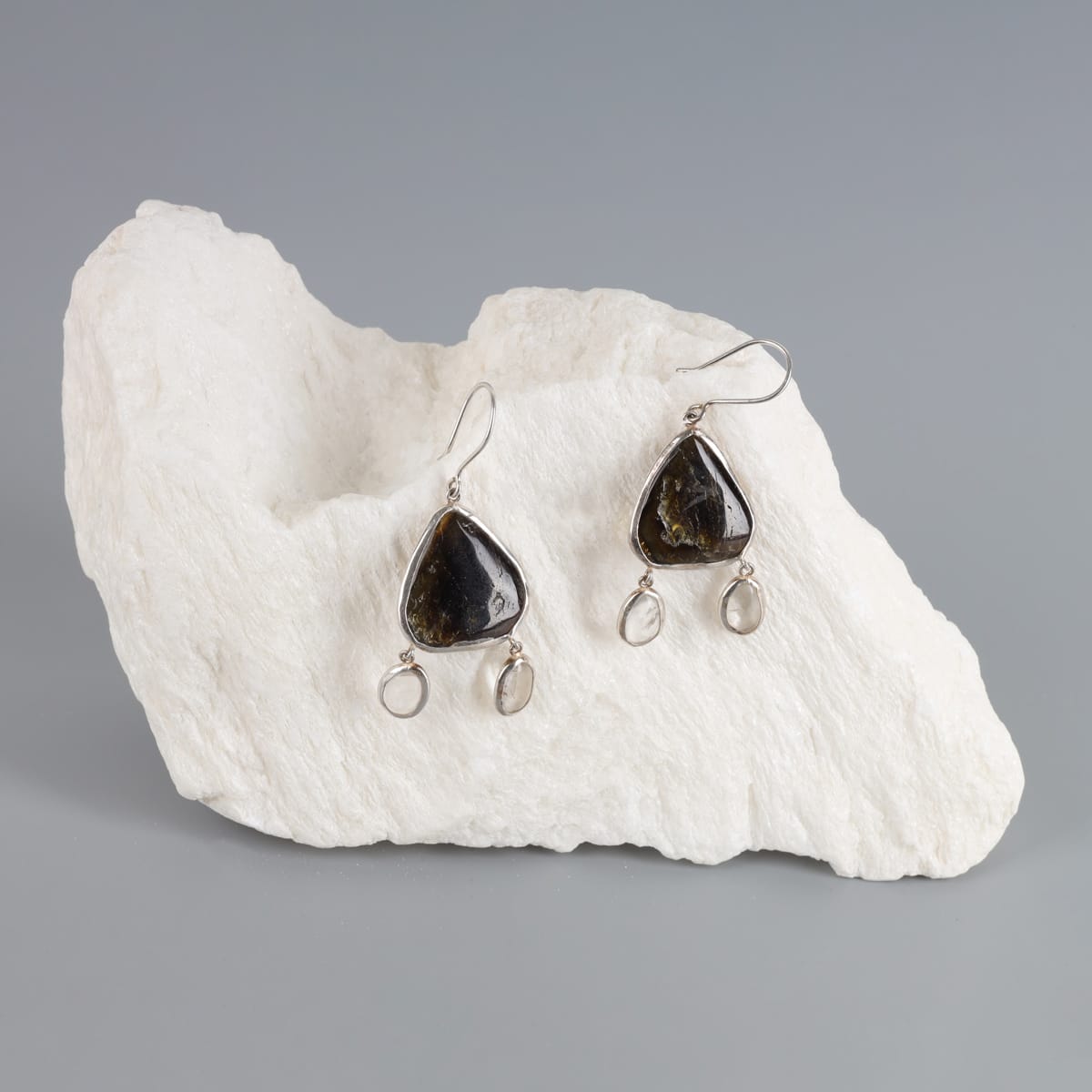 Earrings Raw Beroch Quartz Silver Earrings 1