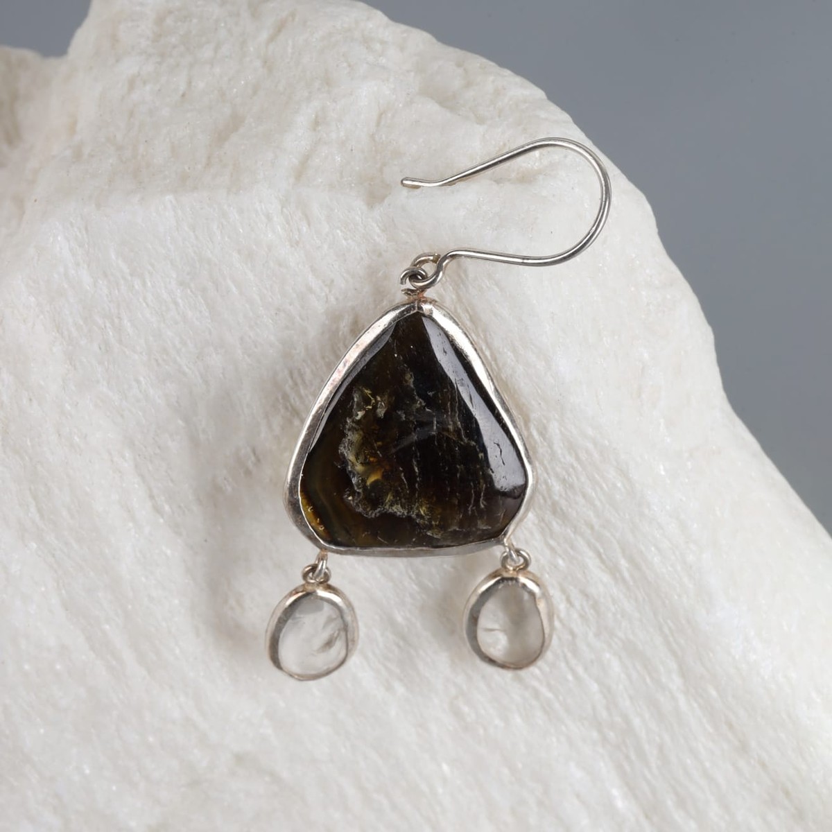 Earrings Raw Beroch Quartz Silver Earrings 4