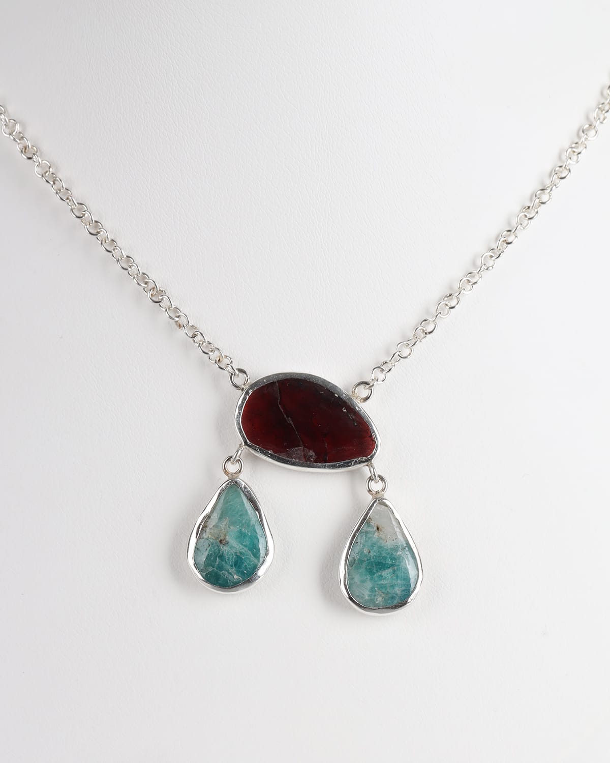 Garnet & Afghanite Sterling Silver Necklace 1