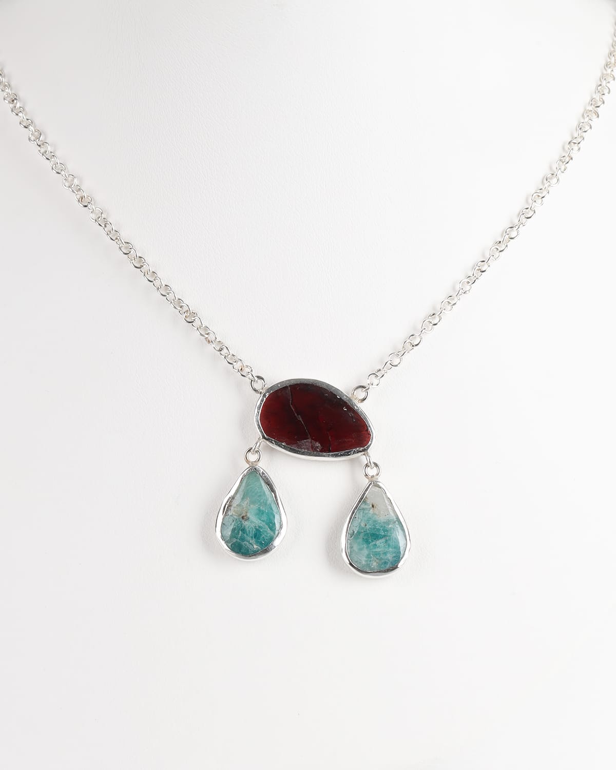 Garnet & Afghanite Sterling Silver Necklace 2