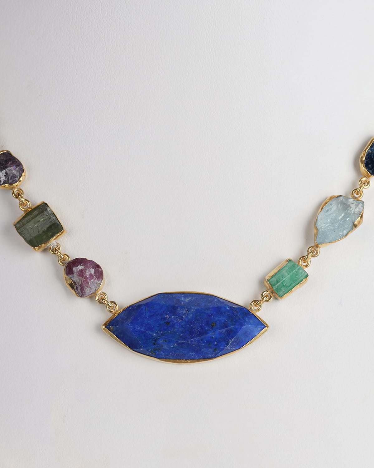 Afghan Handmade Multigemstone Silver Necklace 1