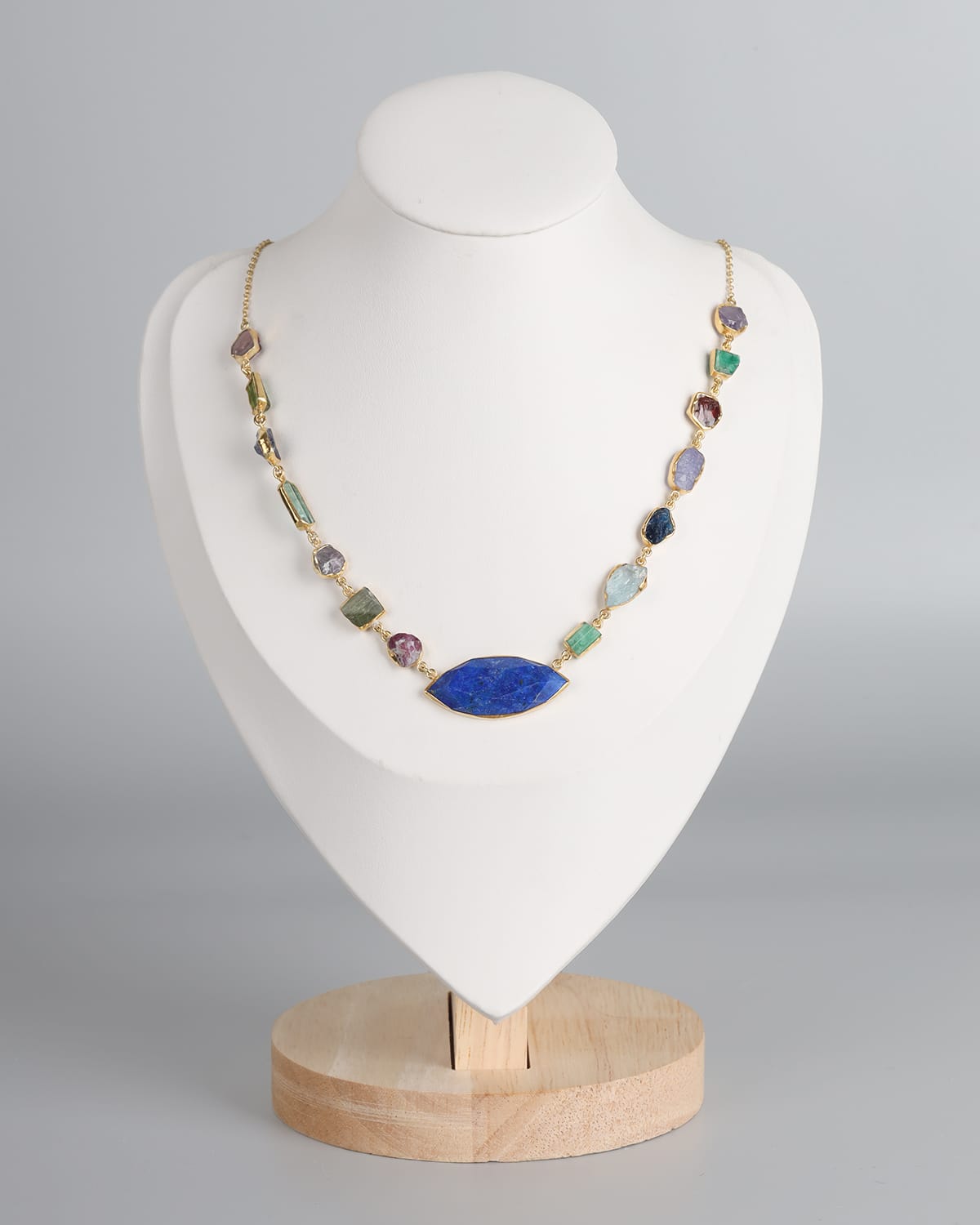 Afghan Handmade Multigemstone Silver Necklace 2