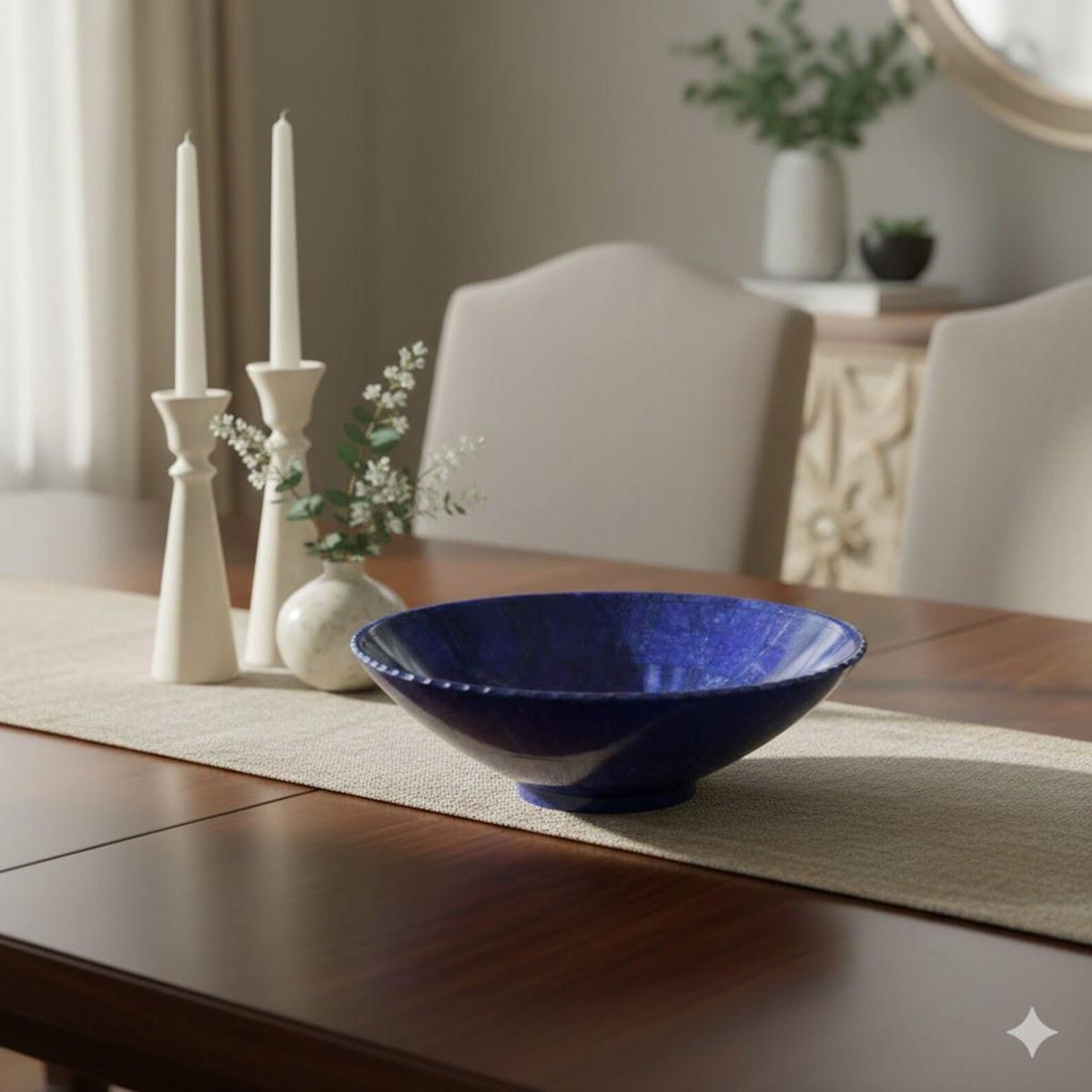 Blue Lapis Bowl | Footed Small Bowl with Curly Edge 4