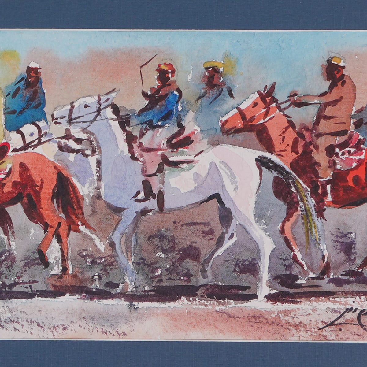 Bozkashi Polo Watercolor Painting 2