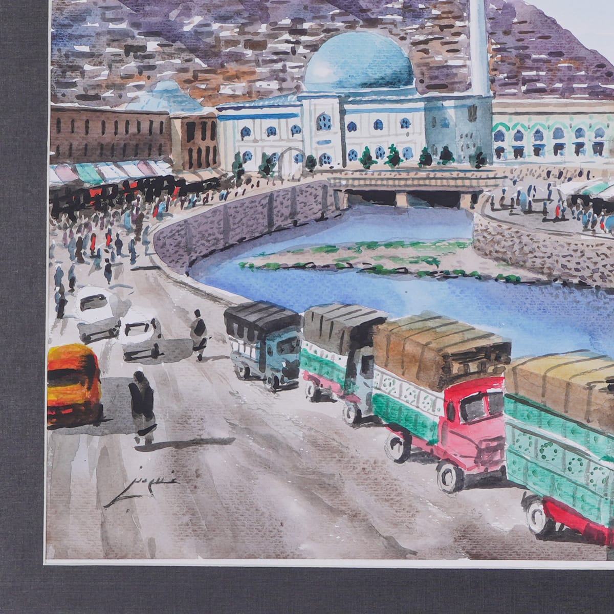 Puli Kheshti Masjid Watercolor Painting 1