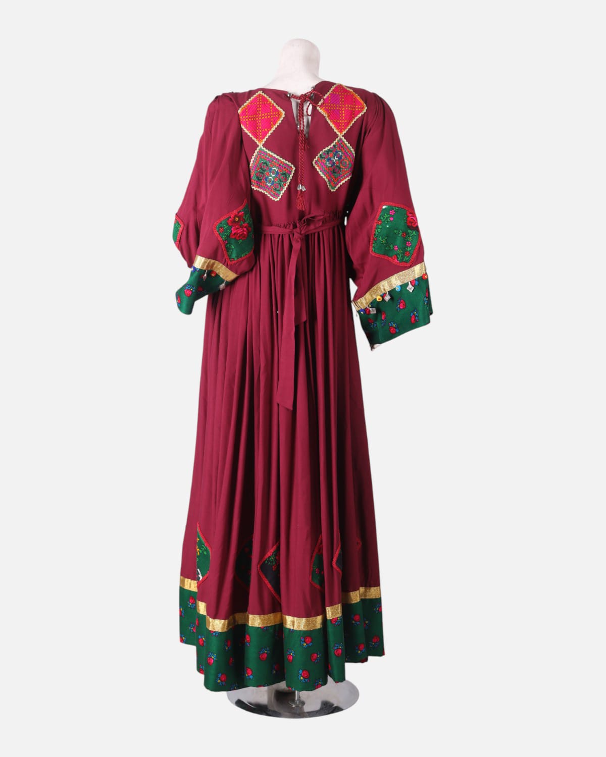 Floral Embroidery Traditional Red Long Dress 5