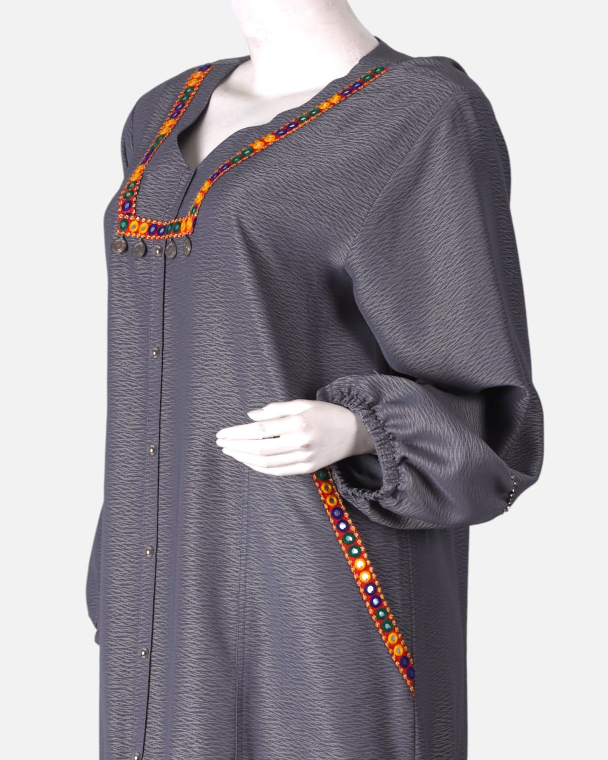 Gray Afghan Embroidered Hijab 2