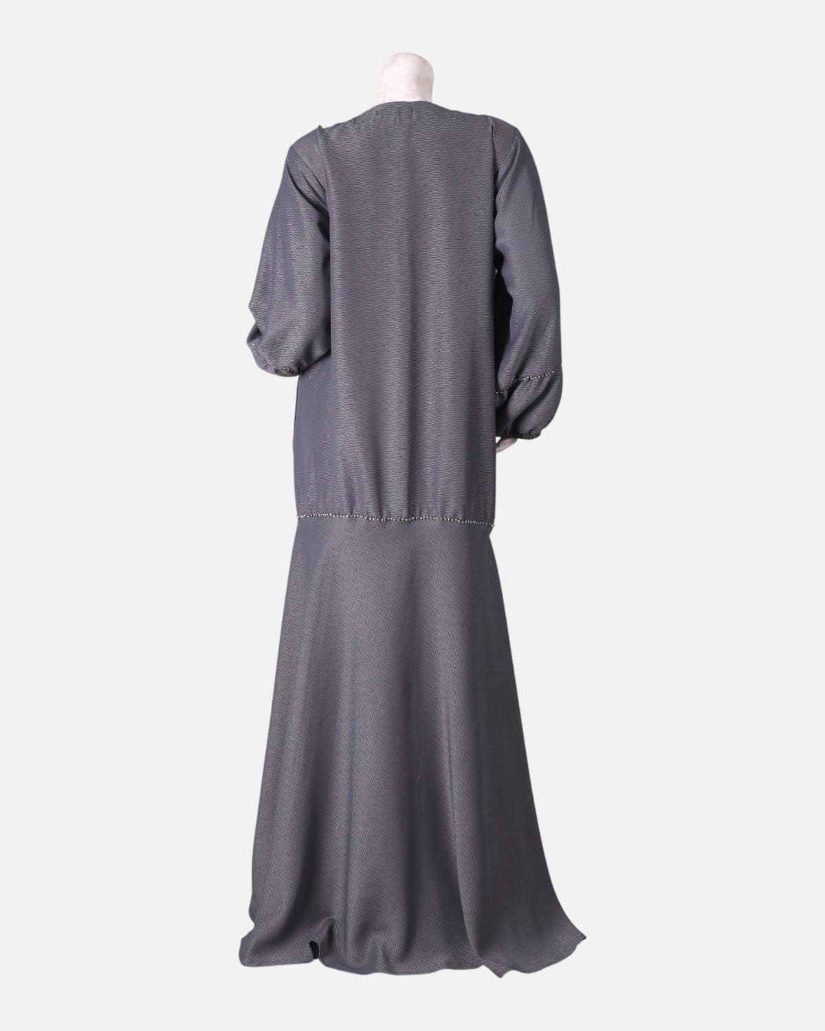 Gray Afghan Embroidered Hijab 3
