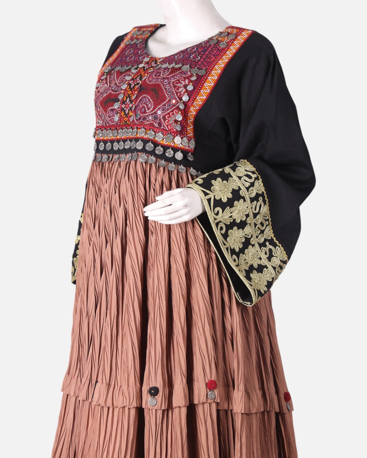 Afghan Handwoven Cotton Pleated Dress 3